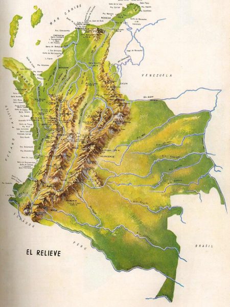 Mapa de Colombia con sus cordilleras