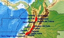 Mapa de Colombia con sus volcanes