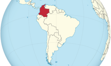 Mapa de América ubicando a Colombia