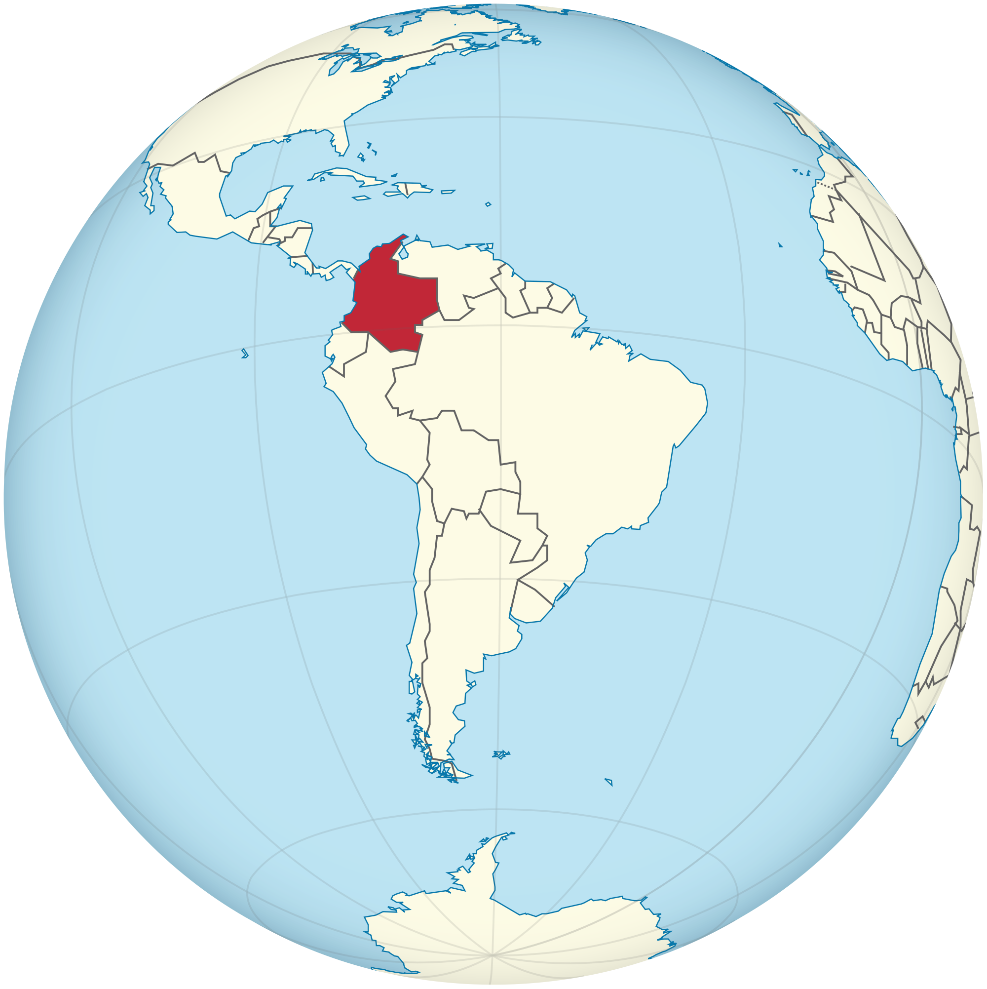 mapa de america ubicando a colombia